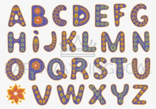 Decorative Alphabet Folk Vector Illustration Set