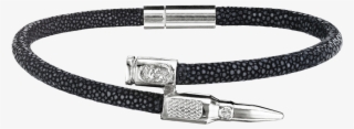 Black Stingray Bracelet With Silver Bullet - Bracelet