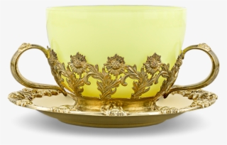 Royal Chrysanthemum Silver Gilt Teacups And Saucers - Cup