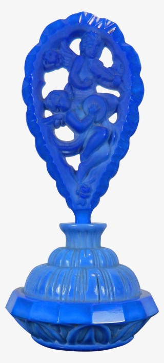 Vintage Blue Lapis Lazuli Pesnicak Glass Perfume Bottle - Balloon