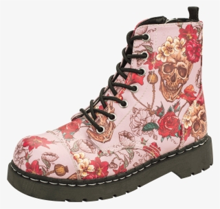 Skull And Roses Combat Boots - Skull Boots