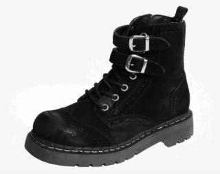 Anarchic 2 Buckle Black Waxy Suede Brogue Combat Boot - Timberland Authentics Teddy