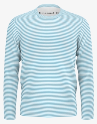 Light Blue Horizontal Stripes Long-sleeve - T-shirt