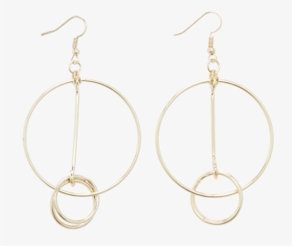 Double Circle Drop Hoops In Colour Gold Earth - Earrings
