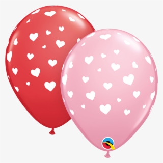 Pink & Red Random Hearts Latex Balloons X6 - Love You Balloon