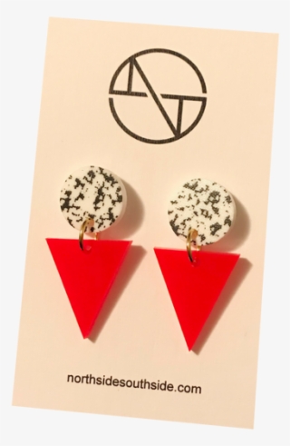 B W / Neon Red - Earrings