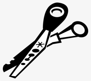 Vector Illustration Of Scissors Hand-operated Shearing