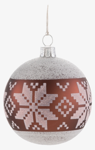 Christmal Bauble Auburn With White Pattern, - Christmas Ornament