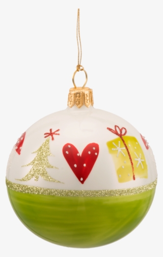 Ball Ornament Green-white With Decoration - Christmas Ornament