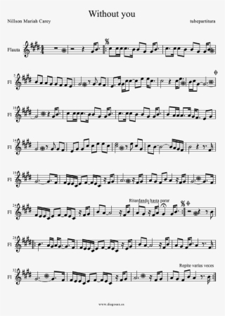 Without You By Nillson And Mariah Carey Sheet Music - Snow Fairy Flute Sheet Music