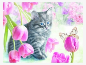 Cat & Tulips - White Mountain Puzzles Cat And Tulips - 300 Piece Jigsaw