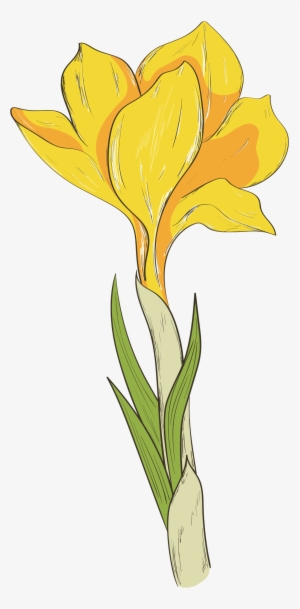 This Graphics Is Hand Drawn A Blooming Yellow Flower - Portable Network Graphics