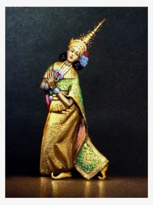 Charoen, Lakhon Matching Pair Thai Dancers, Gouache - Watercolor Painting