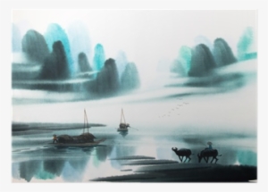 Chinese Landscape Watercolor Painting Poster • Pixers® - Watercolors Chinese Landscape
