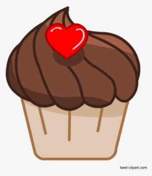 Chocolate Cupcake With Red Heart Free Clipart - Printable Food Photo Booth Props