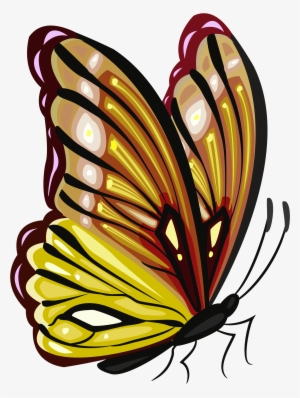 Monarch Butterfly Green Yellow - Brown Butterfly Png