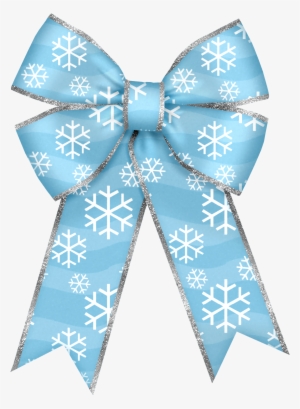 Christmas Blue Bow With Snowflakes Png Clipart - Blue Christmas Bow Clipart