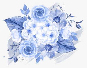 Wedding Invitation Watercolor Painting Vector Library - Blue Wedding Flowers Png