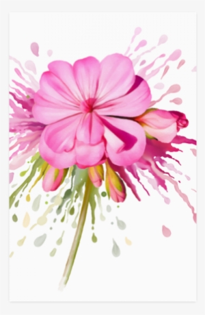 Pink Flower Color Splash, Watercolor Poster 22*34 - Color Eruption Earring Circle Charm