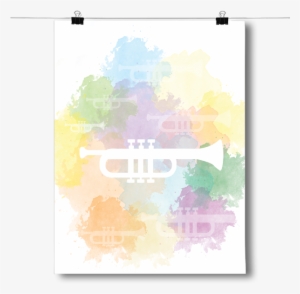 Trumpet Silhouette - Trumpet Silhouette - Watercolor Case - Ipad Mini