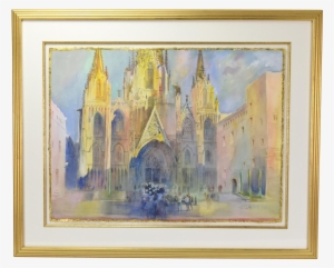 Watercolor Painting Nuns At Barcelona Cathedral Illinois - Barcelona Cathedral