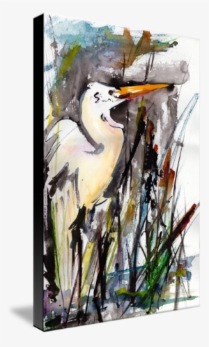 "birds Great Egret Expressive Watercolor" By Ginette - Art