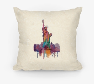 Statue Of Liberty Watercolor Pillow - Statue Of Liberty