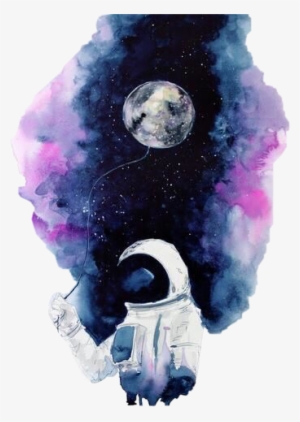 Galaxy Space Astronaut Moon Tumblr Freetoedit Png Tumblr - Astronaut Watercolor Art
