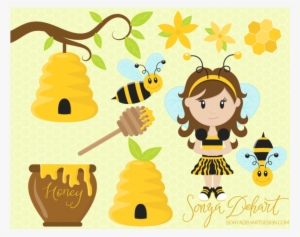 Clip Art Bee Girl - Clipart Of Honey Comb