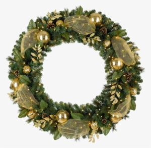 Christmas Wreath Png Hd - Lighted Christmas Wreath Png