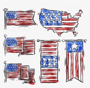Flag Of The United - Water Color American Flag Png