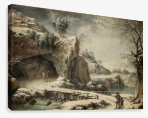 A Frozen River Landscape With Figures Canvas Print - Francesco Foschi
