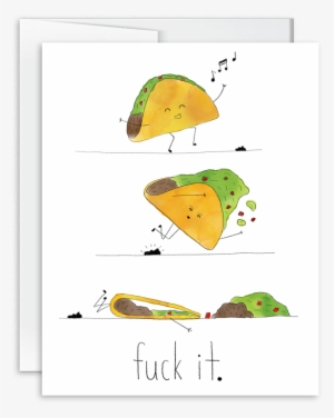 Hand Drawn And Painted Watercolor Taco Card Fuck It - Frog