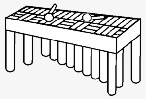 Xylophone Orchestra Coloring Page - Tiger Playing Vibraphone Clipart Black And White