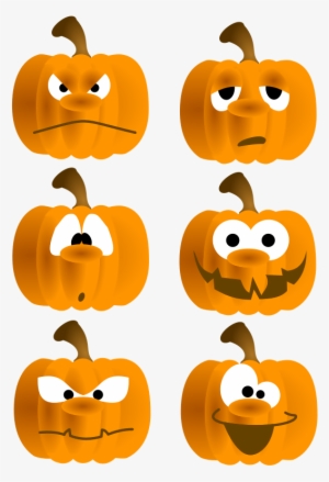 Free Set Of Six Funny Pumpkin Faces Clip Art - Silly Pumpkin Face Clipart
