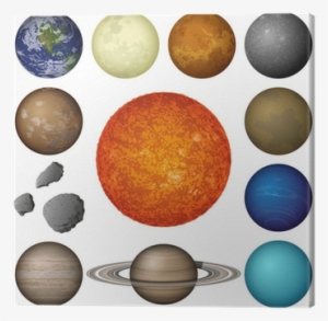 Solar System Planets And Moon, Set Canvas Print • Pixers® - Planets And Solar System In White Back Ground