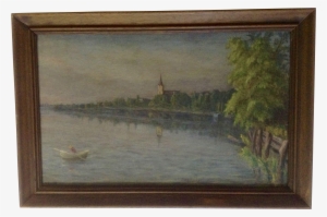 H - W - L - 1908 European Landscape Oil Painting Of - Painting
