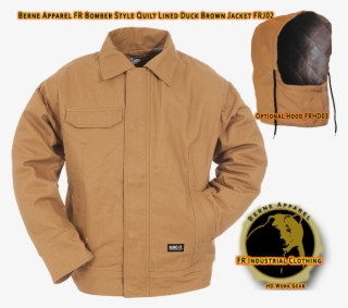 Berne Apparel Fr Duck Brown Bomber Style Lined Jacket - Berne Apparel