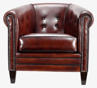 Brown Sahib Single Seater Leather Sofa Front View Thumbnail - Club Chair
