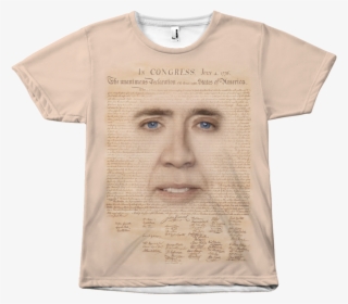 Nicolas Cage With Declaration Of Independence Shirt - Nicolas Cage