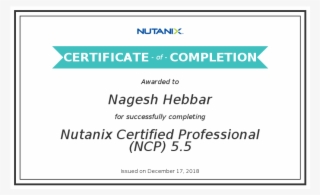 Completed Nutanix Certified Professional - Elephant Gun