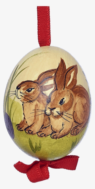 Easter Egg Two Sitting Rabbits In The Grass - Cartoon