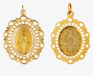 14k Gold Oval Miraculous Medallion In Filigree Frame