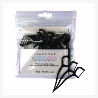 Pearlbar Biodegradable Charcoal Floss Picks 30 Pack - Eco Friendly Floss Picks