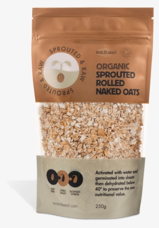 Sprouted & Raw Organic Rolled Naked Oats 250g - Sun & Seed Organic Sprouted And Raw Naked Rolled