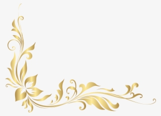 Golden Floral Decoration Transparent Png Clip Art - Golden Floral Design Png