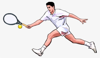 Vector Illustration Of Tennis Player With Racket Or - Soft Tennis