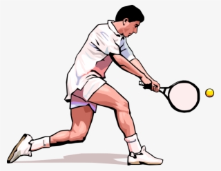 Vector Illustration Of Tennis Player With Racket Or - Soft Tennis