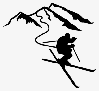Sticker Skieur Silhouette A La Montagne Ambiance Sticker - Ski Silhouette