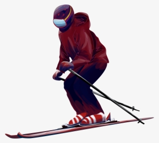 Hand Drawn Winter Ski Teenager Png And Psd - Psd